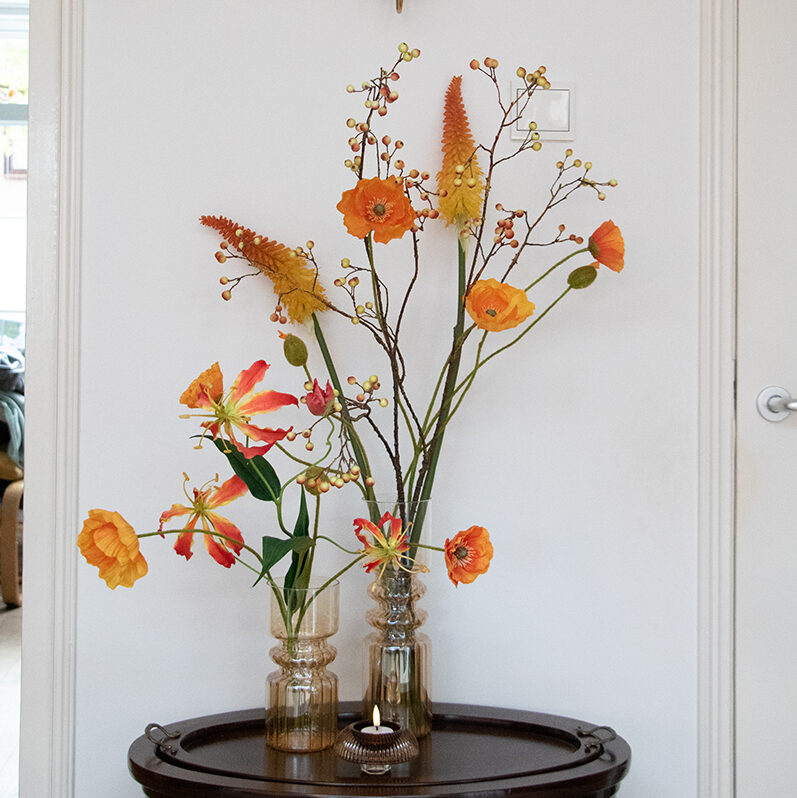 Portier lijden provincie Amber set – Vazen, kaarsenhouder met LED tea light en zijden bloemen -  Studio 5121