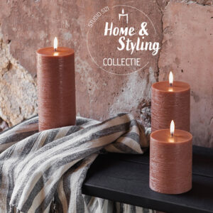 Set 3 led kaarsen uni kleur Terracotta
