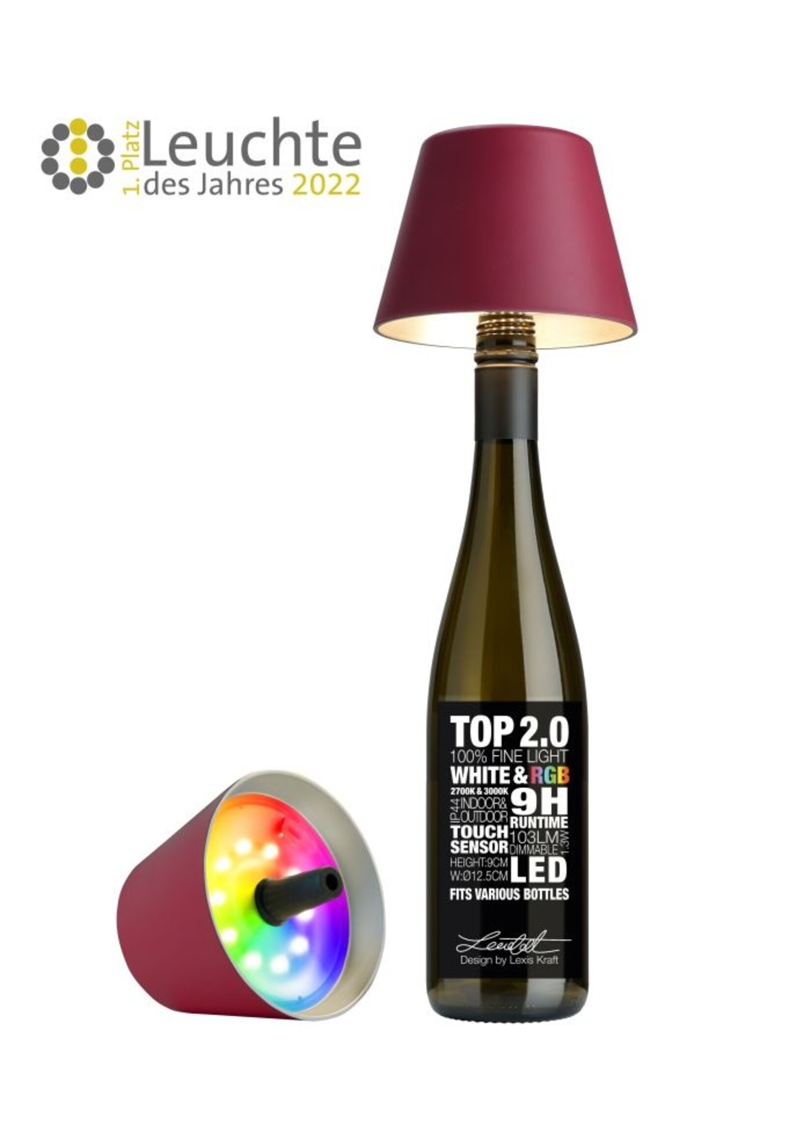 Top Fleslamp RGB bordeaux rood