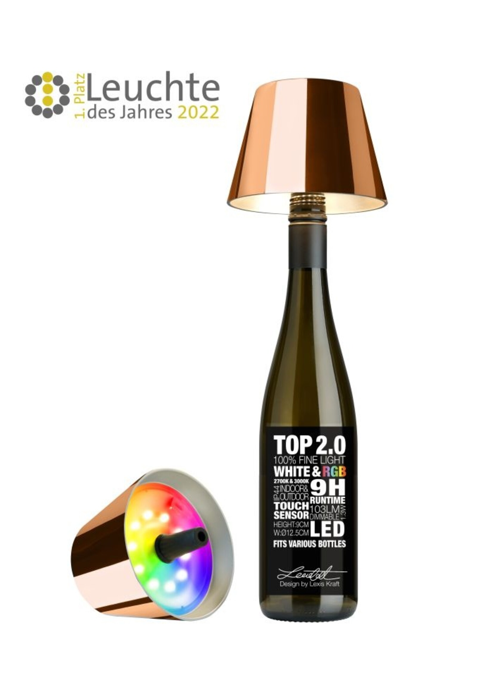Top Fleslamp RGB koper