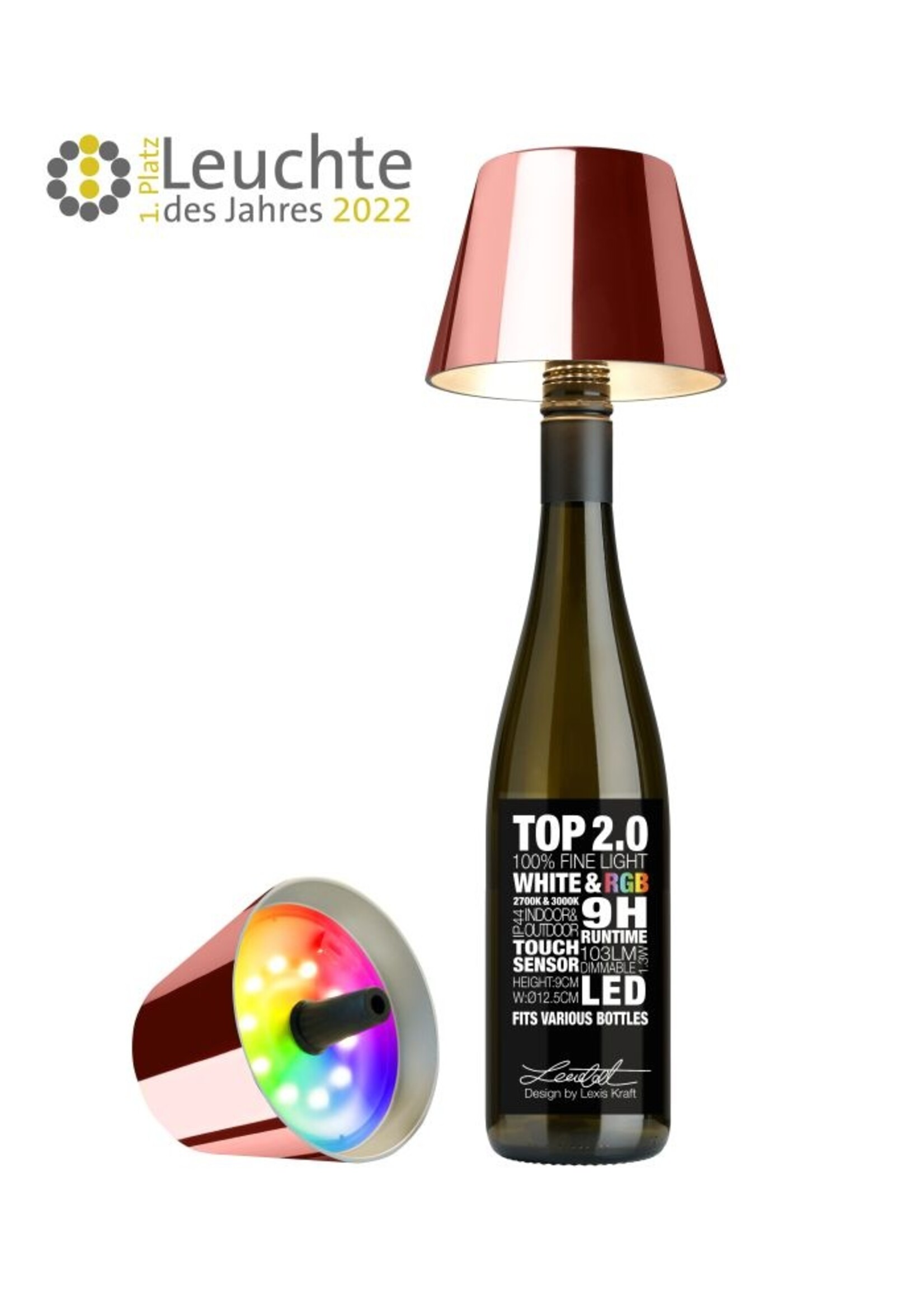Top Fleslamp RGB rosegoud