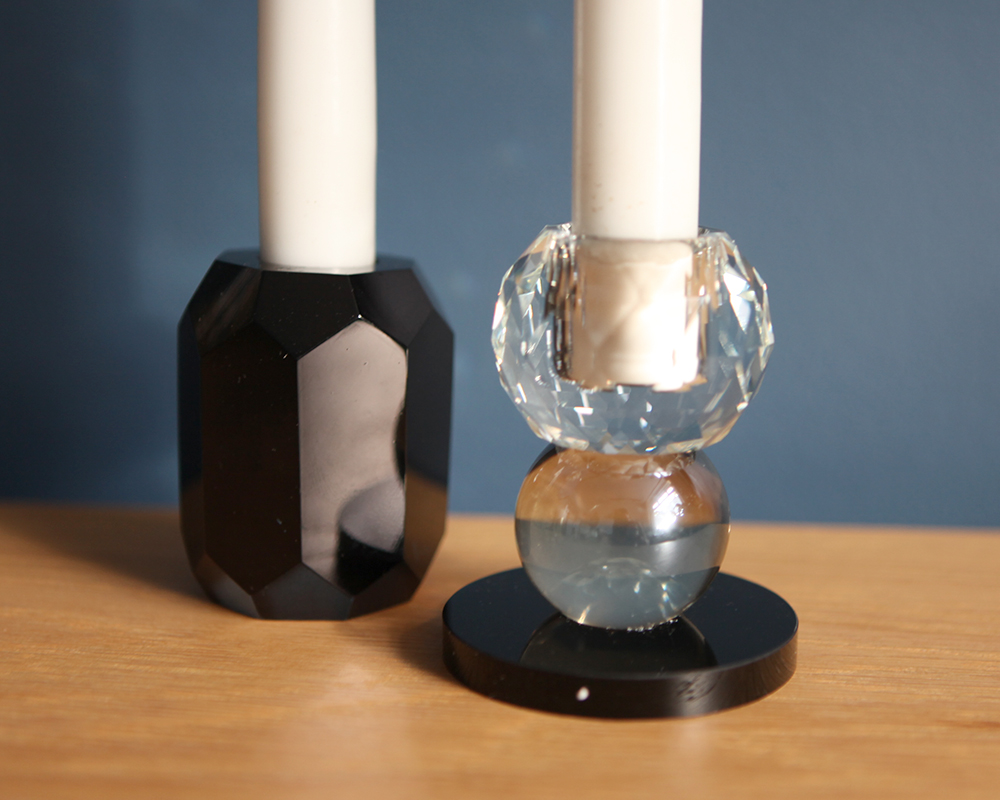 Zwart kristallen kandelaar set LED tafelkaarsen