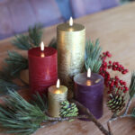 Kerst set 4 led kaarsen goud-rood-paars