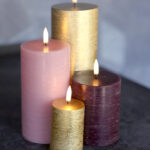 Kerst set 4 led kaarsen goud-roze-paars