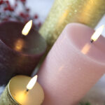 Kerst set 4 led kaarsen goud-roze-paars