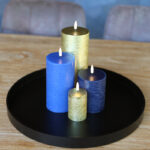 Kerst set 4 led kaarsen goud-blauw