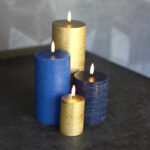 Kerst set 4 led kaarsen goud-blauw