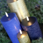 Kerst set 4 led kaarsen goud-blauw