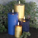 Kerst set 4 led kaarsen goud-blauw