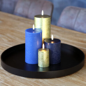 Kerst set 4 led kaarsen goud-blauw