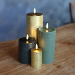 Kerst set 4 led kaarsen goud-groen