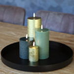 Kerst set 4 led kaarsen goud-groen