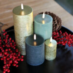 Kerst set 4 led kaarsen goud-groen