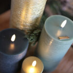 Kerst set 4 led kaarsen goud-groen