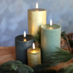 Kerst set 4 led kaarsen goud-groen