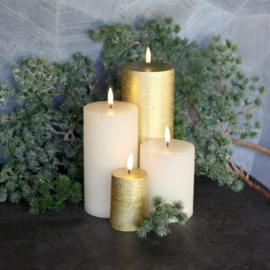 Kerst set 4 led kaarsen goud-vanille