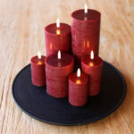 set 6 led kaarsen Rustiek Carmine red