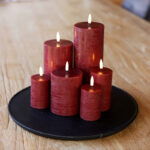 set 6 led kaarsen Rustiek Carmine red