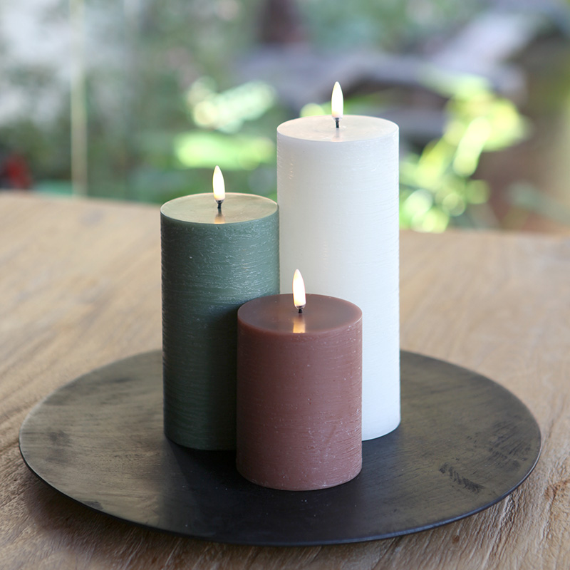 Japandi Groen set van 3 led kaarsen 2 Japandi Mosgroen set led kaarsen