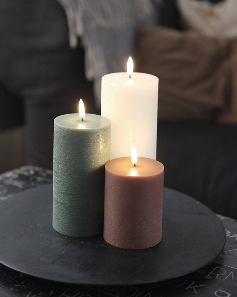 Japandi Groen set van 3 led kaarsen 3 Japandi Mosgroen set led kaarsen