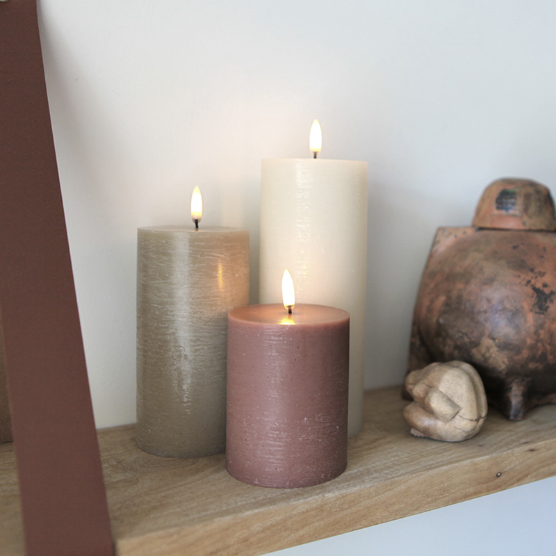 Japandi set van 3 led kaarsen 3 Japandi Terracotta set led kaarsen