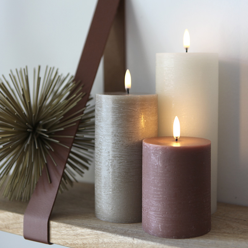 Japandi set van 3 led kaarsen 4 Japandi Terracotta set led kaarsen