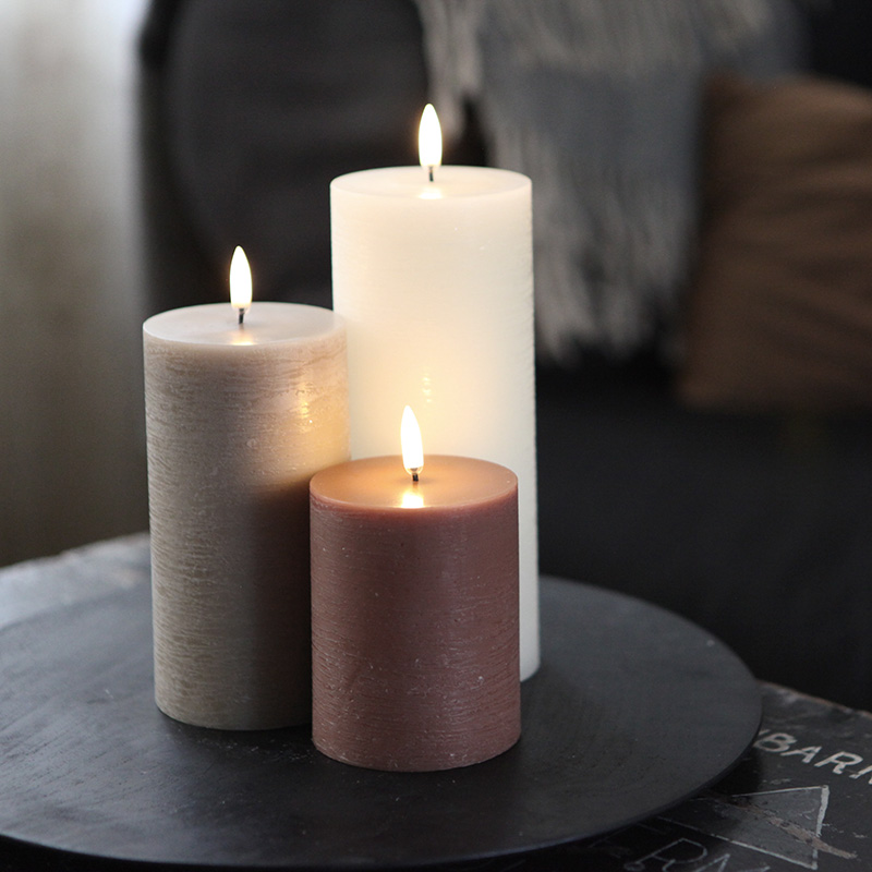 Japandi set van 3 led kaarsen 6 Japandi Terracotta set led kaarsen